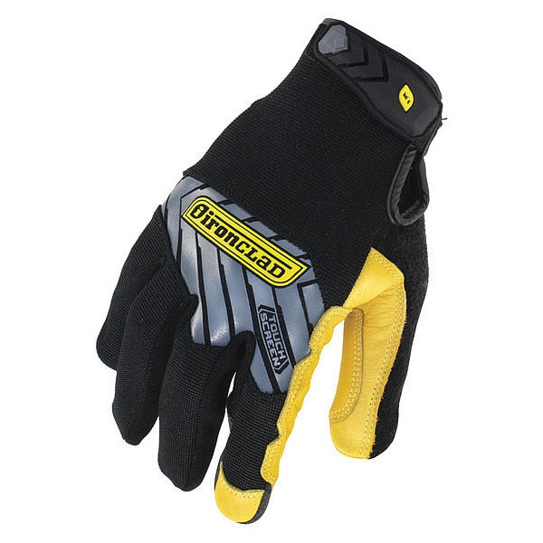 Mechanics Touchscreen Gloves, XL, Black/Gold, Single Layer, Polyester