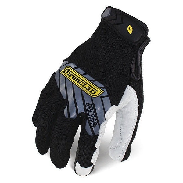 Mechanics Touchscreen Gloves, 2XL, Black/White, Single Layer, Polyester