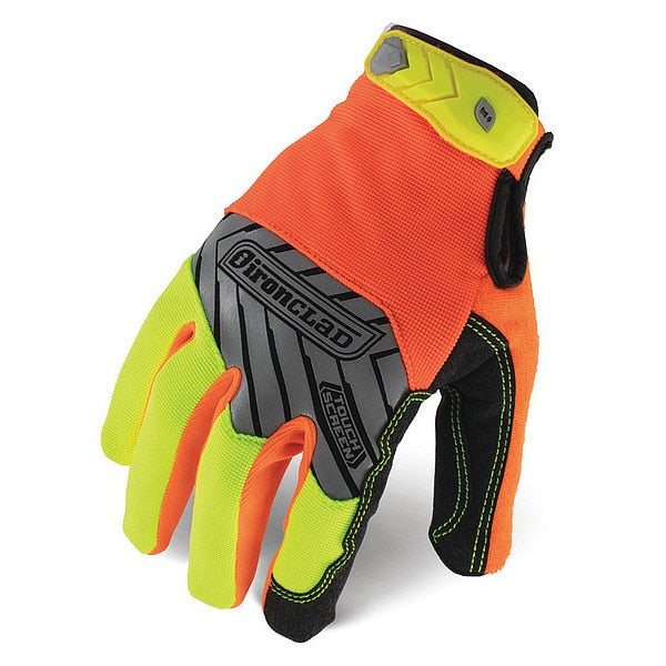 Hi-Vis Mechanics Touchscreen Gloves, 2XL, Orange/Yellow, Single Layer, Polyester