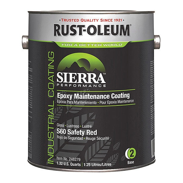 Epoxy Paint, Safety Red, Gloss, 1 gal, 230 to 340 sq ft/gal, Sierra Series