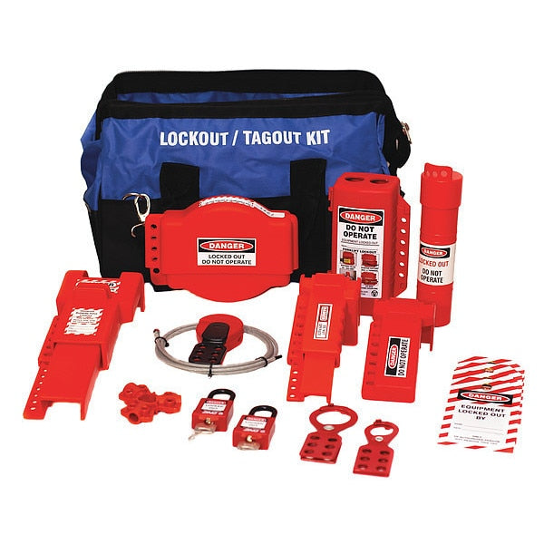 Portable Lockout Kit, Filled, Red/Blue/Blk