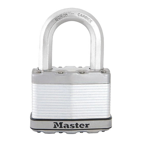 Padlock, Keyed Alike, Long Shackle, Rectangular Steel Body, Boron Shackle, 1 3/16 in W