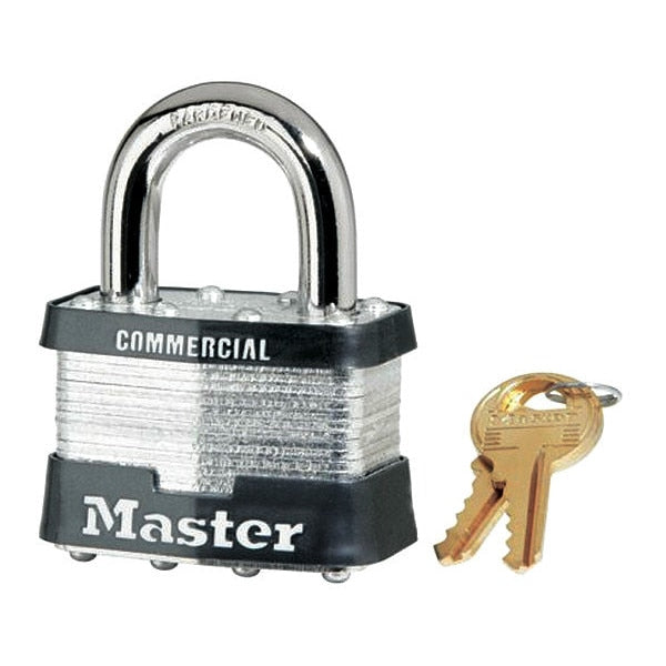 Padlock, Keyed Alike, Standard Shackle, Rectangular Steel Body, Steel Shackle, 15/16 in W