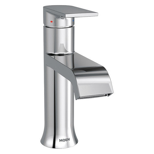 Lever Handle Single Hole Mount, 1 Hole Low Arc Bathroom Faucet, Chrome