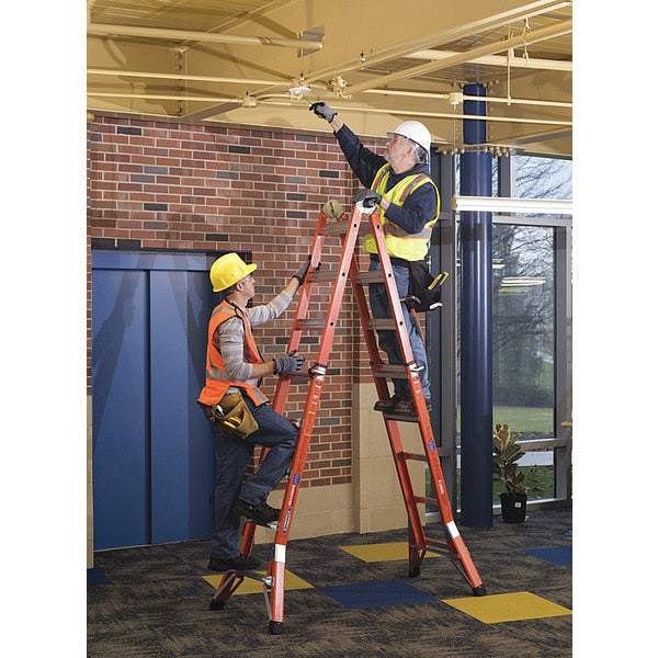 Multipurpose Ladder, Extension, Scaffold, Staircase, Stepladder Configuration, 19 ft, Fiberglass