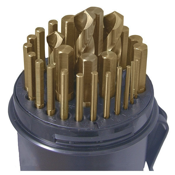 29PC 118Â° Heavy-Duty Cobalt Hex Shank Jobber Drill Set Cle-Line 1804 Straw HSS-CO 1/16-1/2x1/64