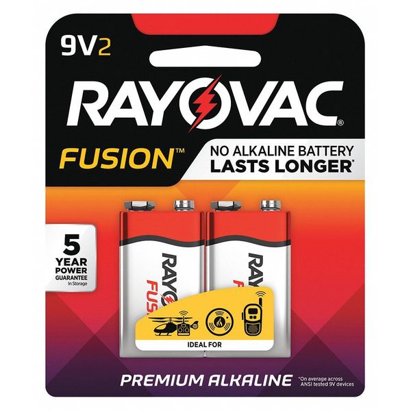 Fusion 9V Alkaline Battery, 2 PK