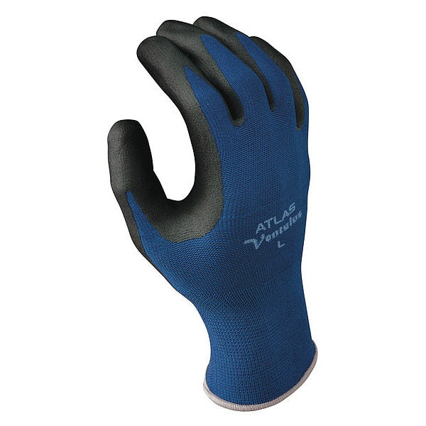 Nitrile Coated Gloves, Palm Coverage, Black/Blue, XL, PR