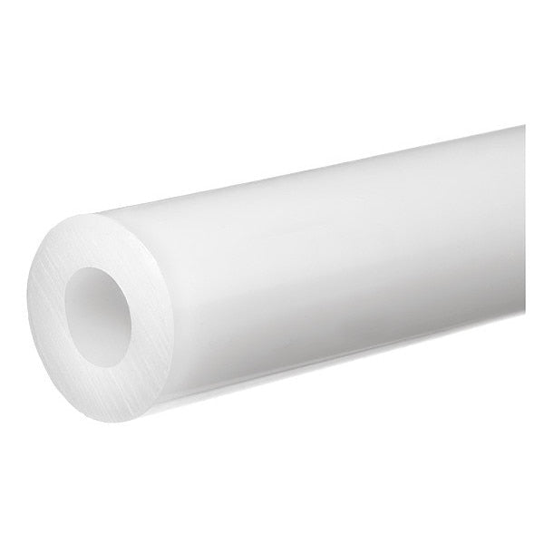 White PTFE Plastic Tube Stock 1 ft L, 1 1/4 in Inside Dia, 1 3/4 in Outside Dia