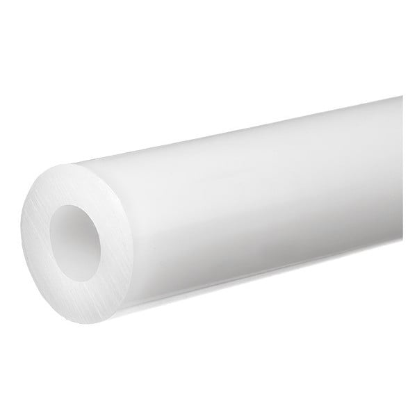 White PTFE Plastic Tube Stock 3 ft L, 3/8 in Inside Dia, 1/2 in Outside Dia