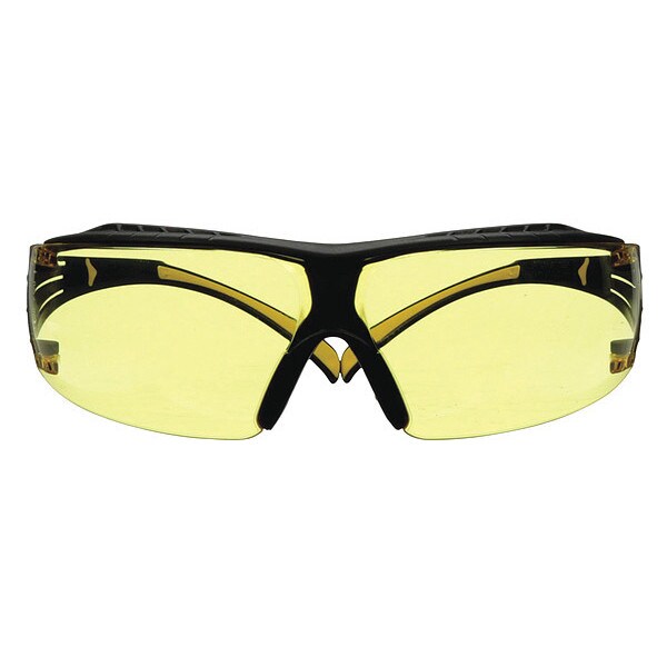 Safety Glasses, Wraparound Amber Polycarbonate Lens, Anti-Fog, Scratch-Resistant
