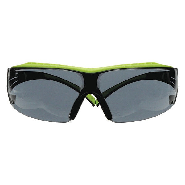Safety Glasses, Wraparound Gray Polycarbonate Lens, Anti-Fog, Scratch-Resistant