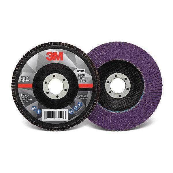 Flap Disc, 5 in Dia, 7/8 in Arbor, 80 Grit