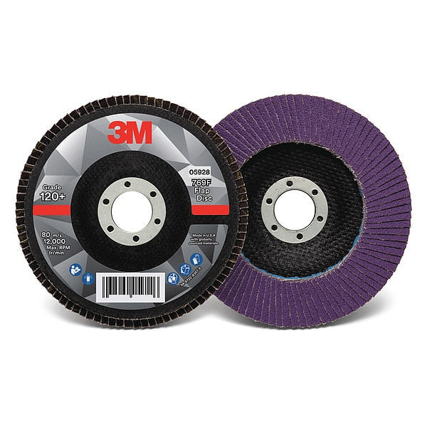 Flap Disc, 5 in Dia, 5/8 in Arbor, 120 Grit