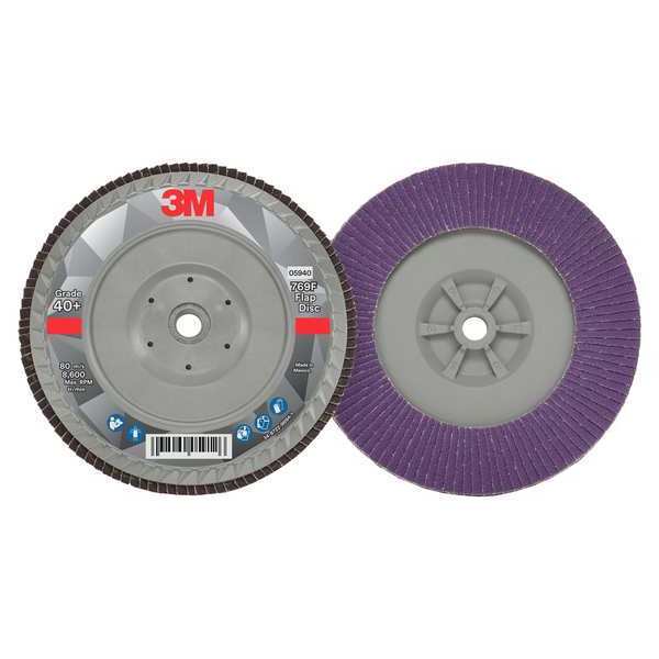 Flap Disc, 7 in Dia, 5/8 in Arbor, 40 Grit