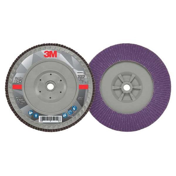 Flap Disc, 7 in Dia, 5/8 in Arbor, 80 Grit