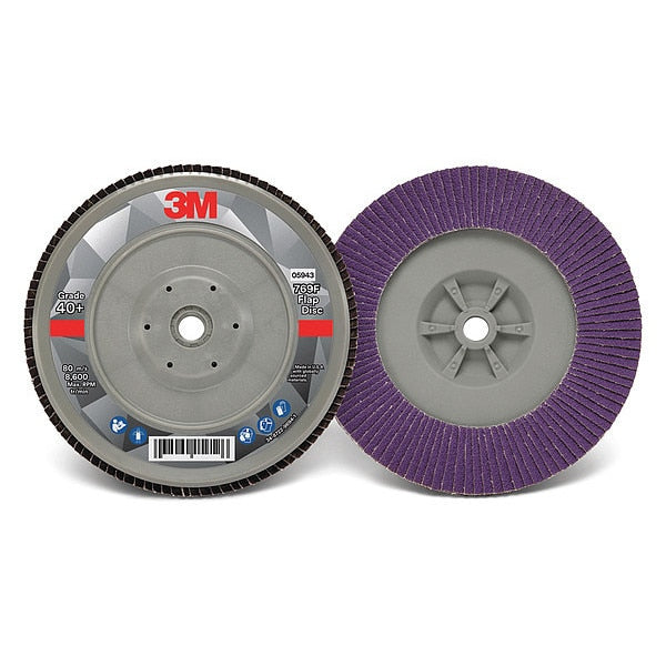 Flap Disc, 7 in Dia, 5/8 in Arbor, 40 Grit