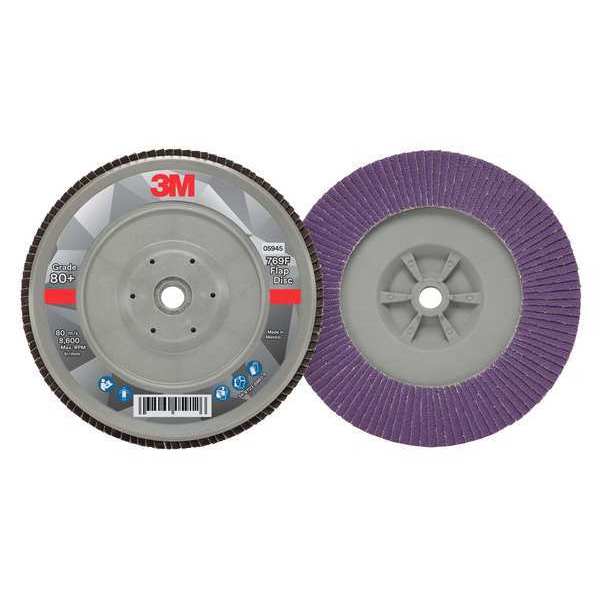 Flap Disc, 7 in Dia, 5/8 in Arbor, 80 Grit