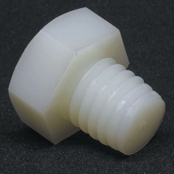 Not Graded, M5-0.80 Hex Head Cap Screw, Plain Nylon, 20 mm L, 25 PK