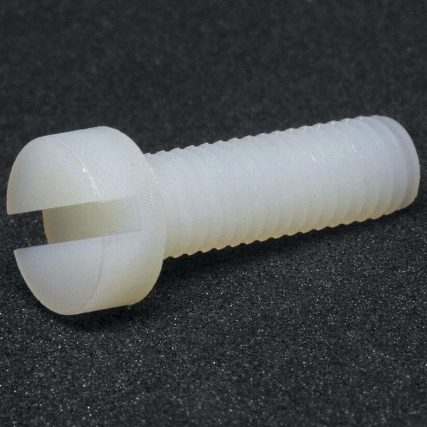 M4-0.70 x 25 mm Slotted Cheese Machine Screw, Plain Nylon, 25 PK