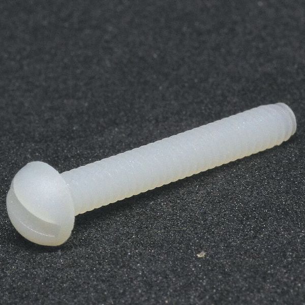 #8-32 x 1/2 in Slotted Round Machine Screw, Plain Nylon, 50 PK