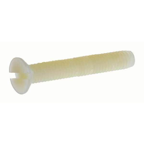 M8-1.25 x 11.4 mm Slotted Flat Machine Screw, Plain Nylon, 10 PK