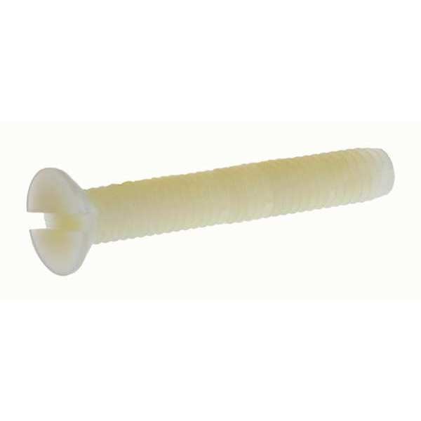 M8-1.25 x 15.4 mm Slotted Flat Machine Screw, Plain Nylon, 10 PK