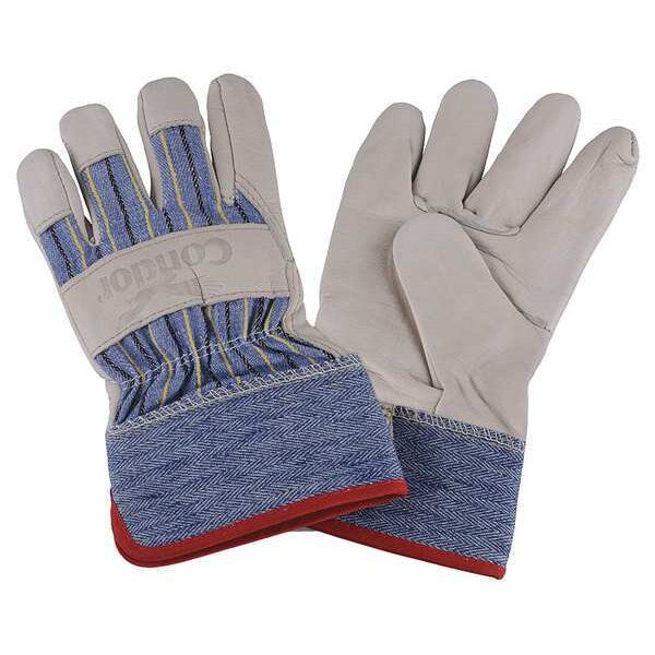 Leather Gloves, M, Beige/Blue, PR