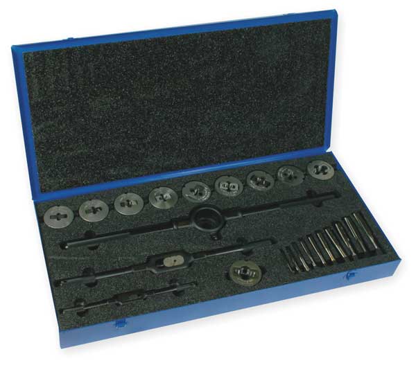 13PC Plug Hand Tap and Two-Piece Die Set 5510 Cle-Line 5 Sizes 1/4-20 To 1/2-13 UNC