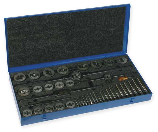 45PC Plug Hand Tap and Two-Piece Die Set 5513 Cle-Line 20 Sizes 1/4-20 To 1-14 UNC, UNF and UNS