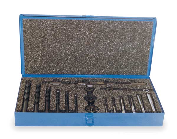 18PC HSS Plug Hand Tap And HSS  Round Adjustable Die and Jobber Drill Set Cle-Line 7 Sizes M6 To M12