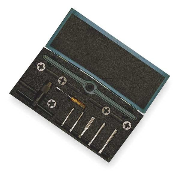 13PC HSS Plug Hand Tap and Carbon Round Adjustable Die Set Cle-Line  5 Sizes 1/4-20 To 1/2-13 UNC