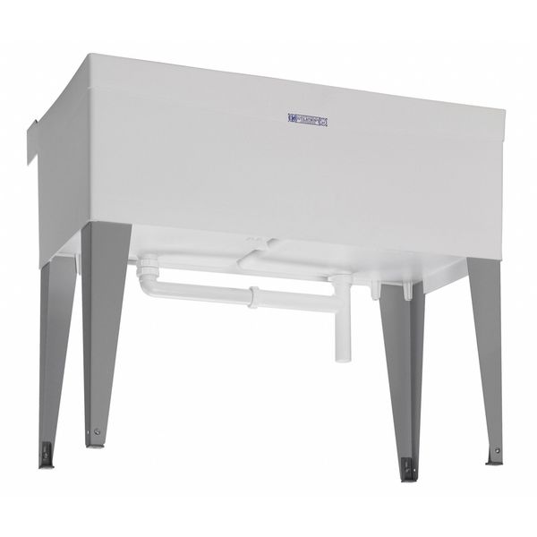 Utility Sink, 34 in H, 40 in W, 24 in L, Floor Mount, 1-1/2 in Drain Opening, Polypropylene, White
