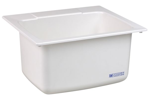 Utility Sink, 13-3/4 in H, 25 in W, 22 in L, Drop-In, SMC Fiberglass, White