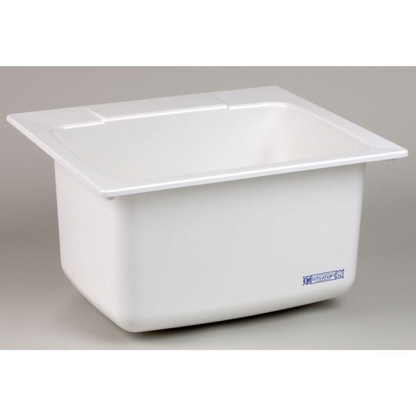 Utility Sink, 13-3/4 in H, 25 in W, 22 in L, Drop-In, SMC Fiberglass, White