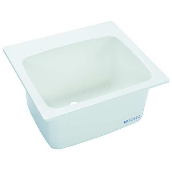 Utility Sink, 13-3/4 in H, 25 in W, 22 in L, Drop-In, SMC Fiberglass, White