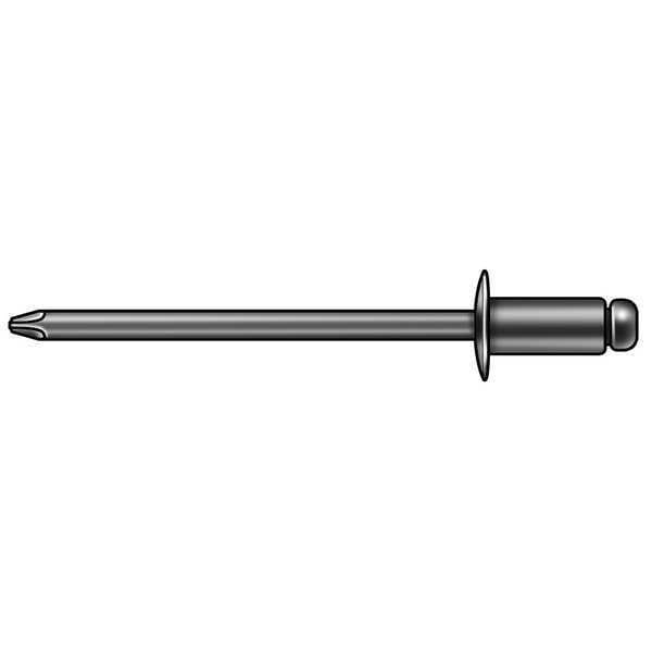 Blind Rivet, Dome Head, 5/32 in Dia., 1/2 in L, Aluminum Body, 500 PK