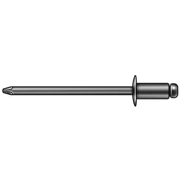 Blind Rivet, Flanged Head, 3/16 in Dia., 35/64 in L, Stainless Steel Body, 100 PK