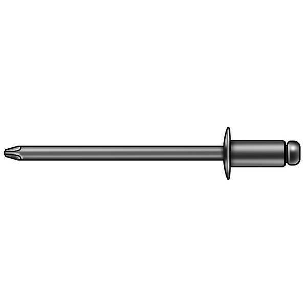 Blind Rivet, Countersunk Head, 1/8 in Dia., 3/8 in L, Aluminum Body, 500 PK