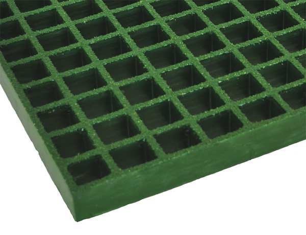 Molded Grating, 96 in Span, Grit-Top Surface, Corvex Resin, Green