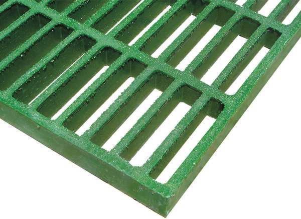 Molded Grating, 36 in Span, Grit-Top Surface, Corvex Resin, Green