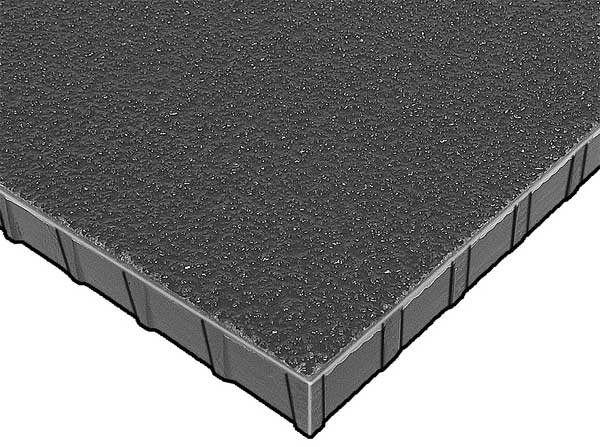 Molded Grating, 72 in Span, Grit-Top Surface, Corvex Resin, Dark Gray