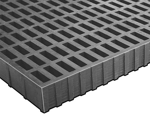 High Load Molded Grating, 48 in Span, Smooth Surface, Corvex Resin, Dark Gray