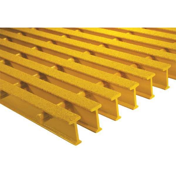 Industrial Pultruded Grating, 48 in Span, Grit-Top Surface, ISOFR Resin, Yellow