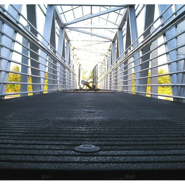 Pedestrian Pultruded Grating, 60 in Span, Grit-Top Surface, ISOFR Resin, Dark Gray