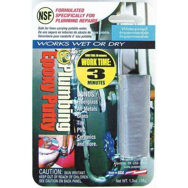 PC-Plumbing Epoxy Putty, 1.3 oz. 3 min work time, 1 hr cure