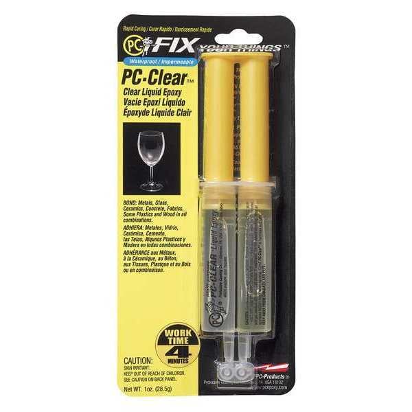 Epoxy Adhesive, PC-Clear Series, Clear, 1:01 Mix Ratio, 1 hr Functional Cure, Syringe