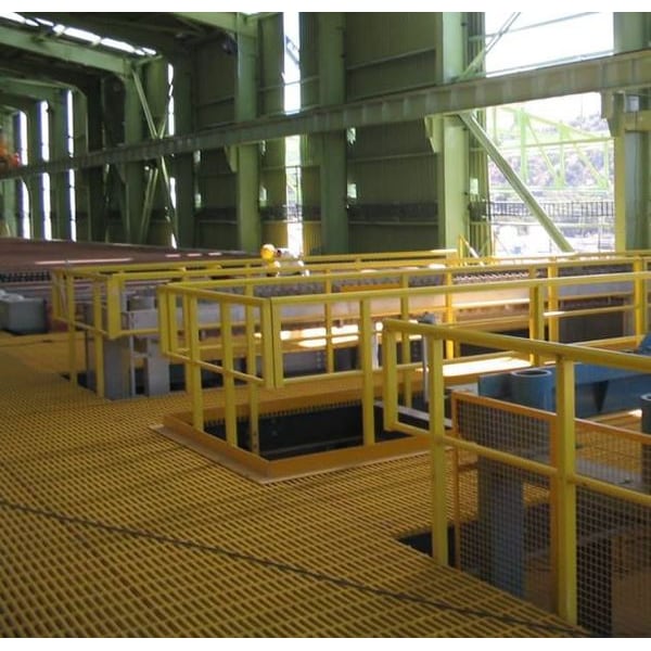 Industrial Pultruded Grating, 60 in Span, Grit-Top Surface, ISOFR Resin, Yellow