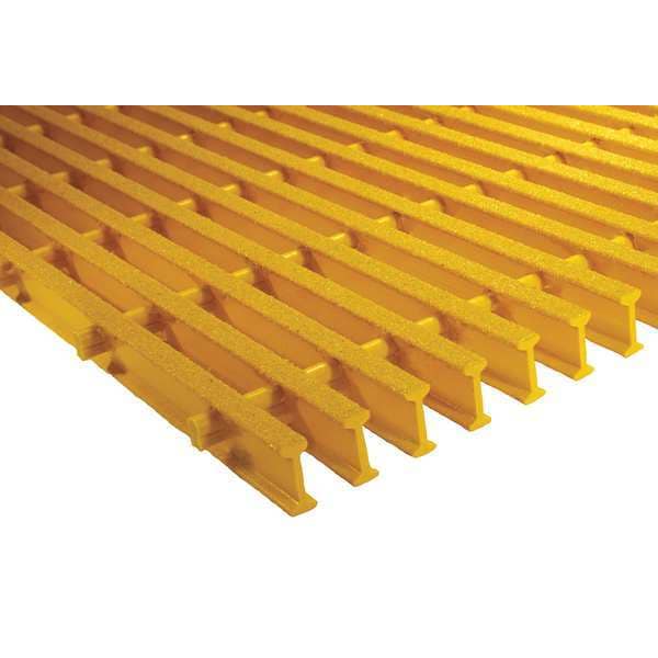 Industrial Pultruded Grating, 60 in Span, Grit-Top Surface, ISOFR Resin, Yellow