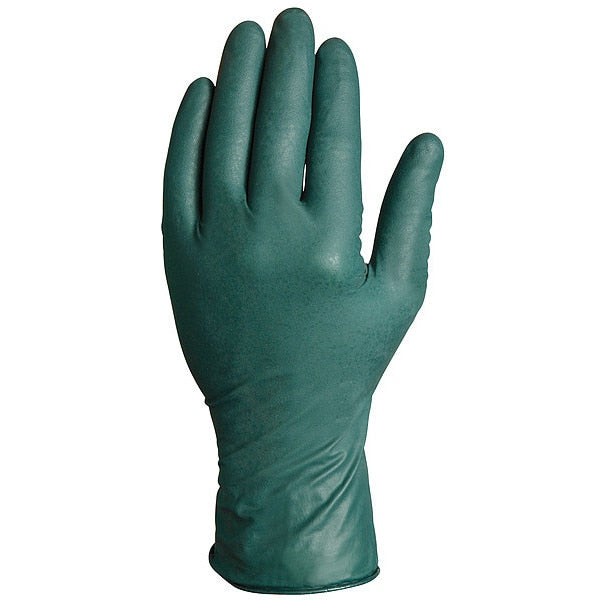 Disposable Gloves, Nitrile, Powder Free, Green, L, 50 PK